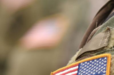 US flag patch on US soldier uniform
